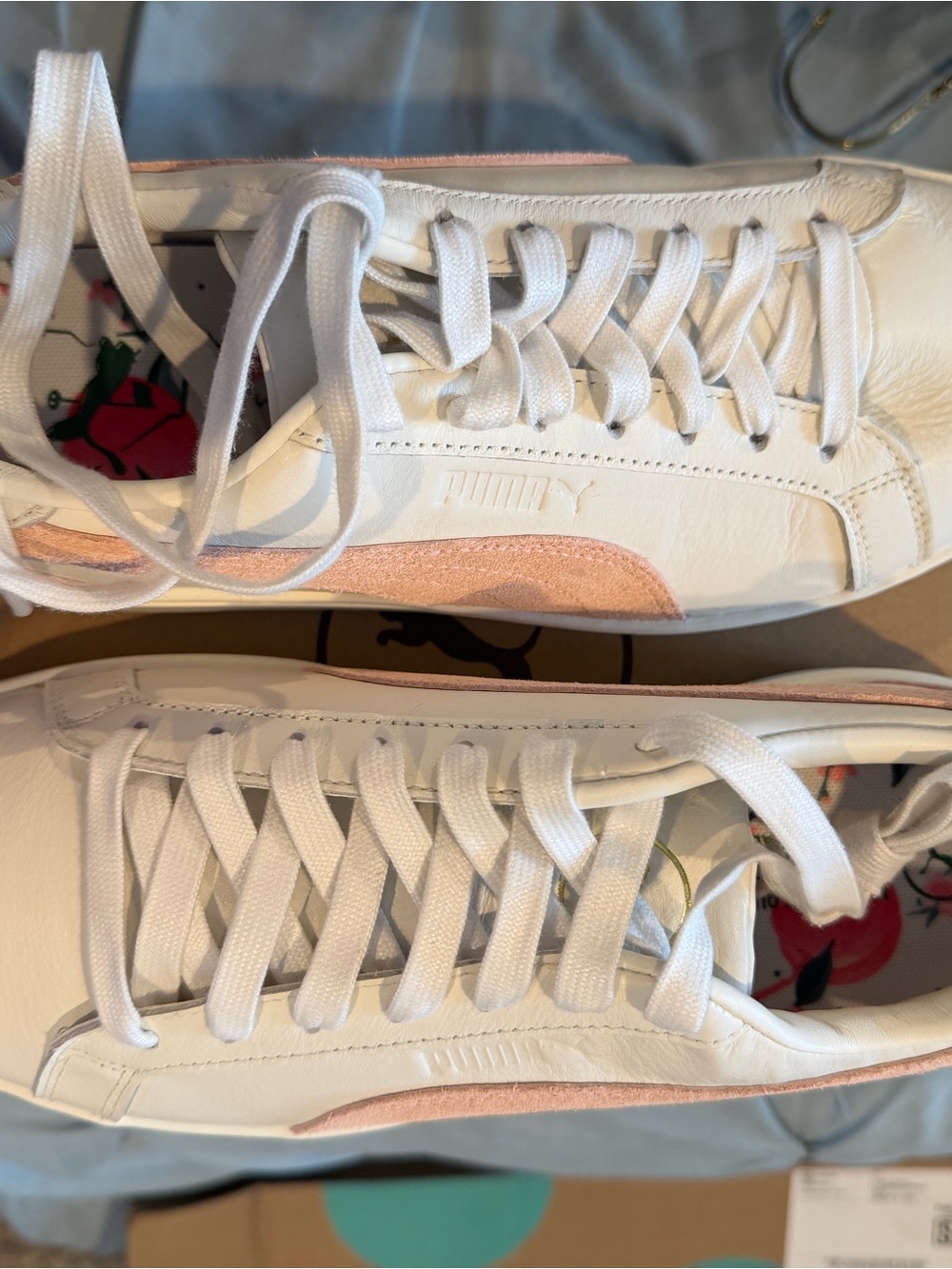 BN Puma Classic G White Warm Peach Golf Shoes Sneakers Leather 8